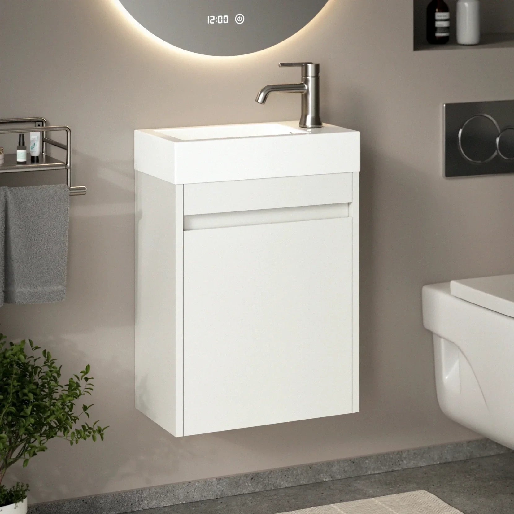 Toiletmeubel Vivo - 40cm - Wit - Wastafel Wit