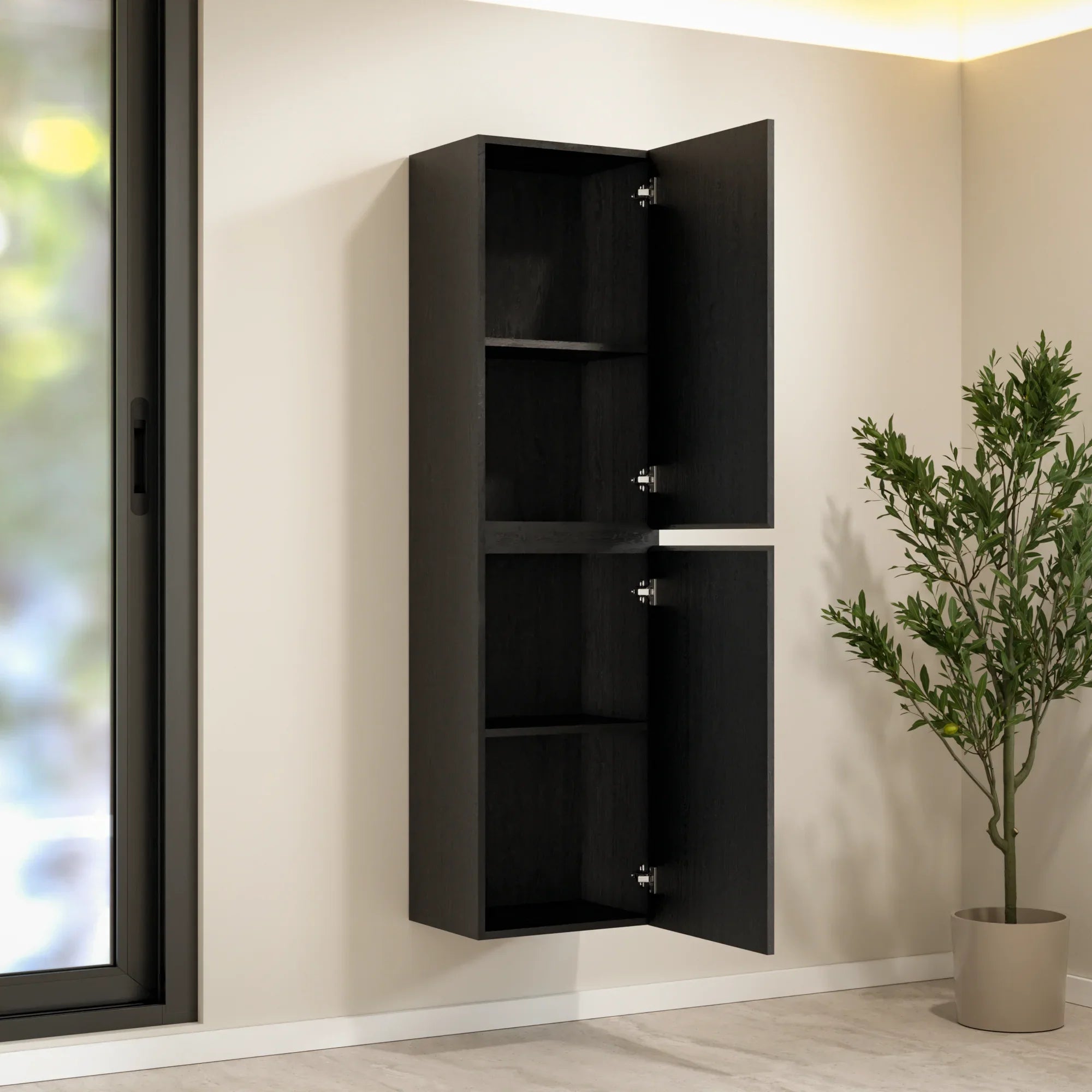 Kolomkast Ruvo - 150cm - Zwart Eiken - PRE-ORDER