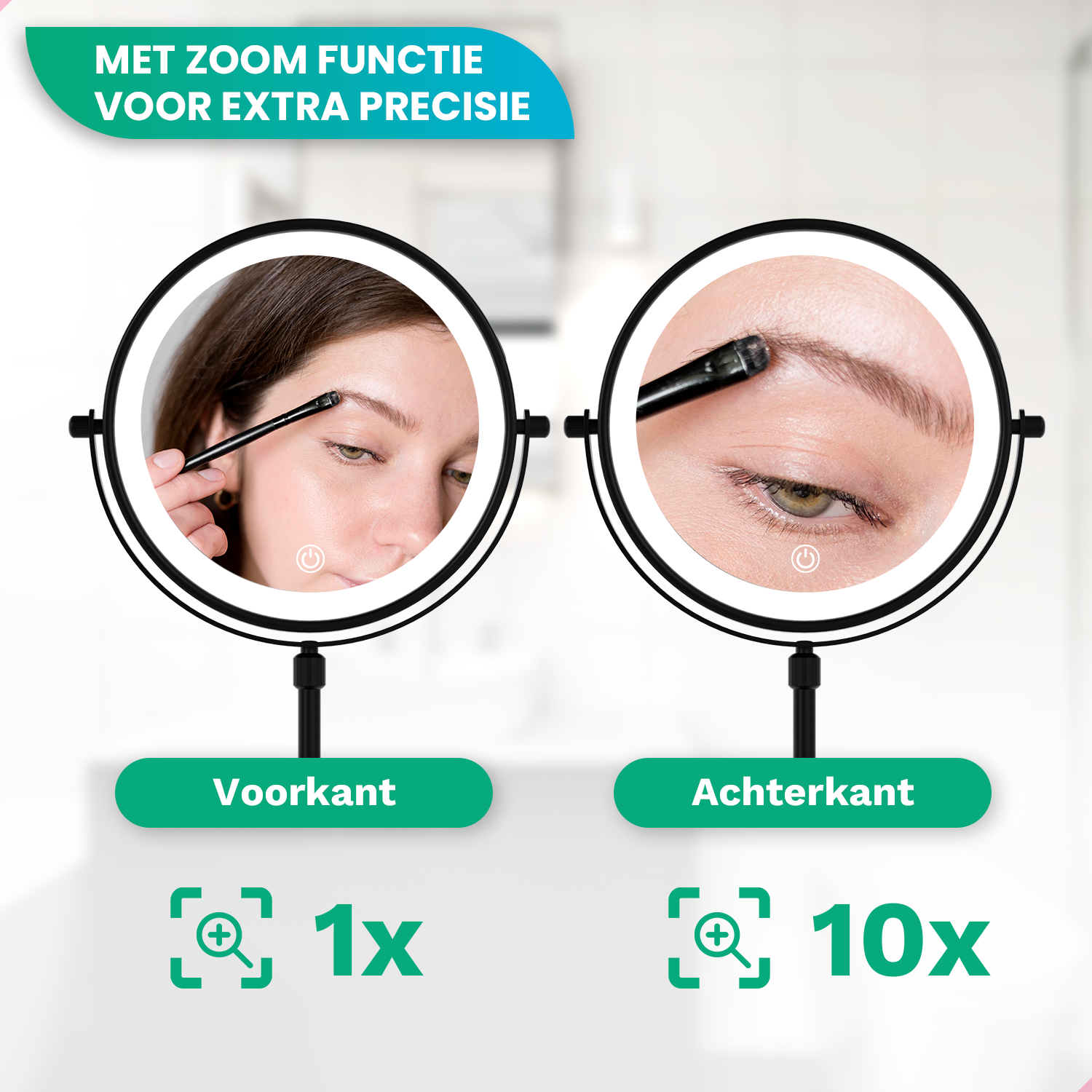 Make-Up Spiegel - Hoogte verstelbaar - Zwart - 1-10x Vergroting - PRE-ORDER