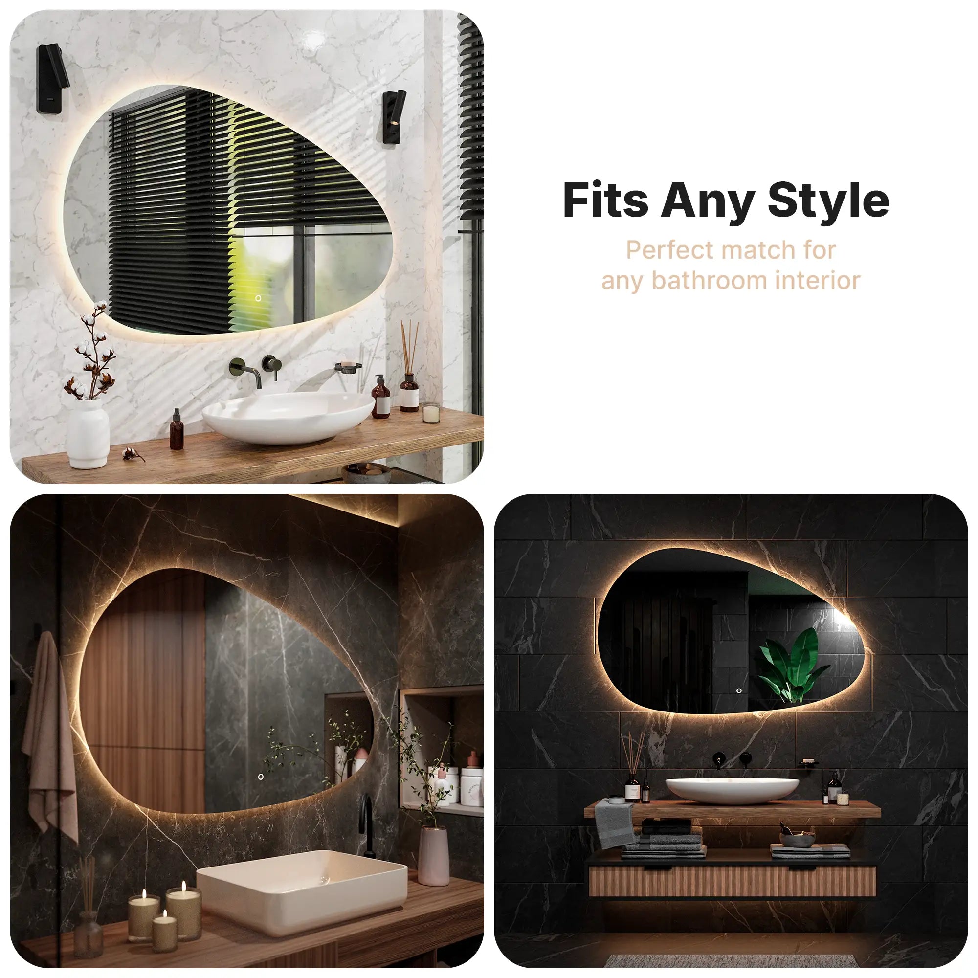 Badkamerspiegel - 150x93cm - Asymmetrisch - Frameloos - PRE-ORDER