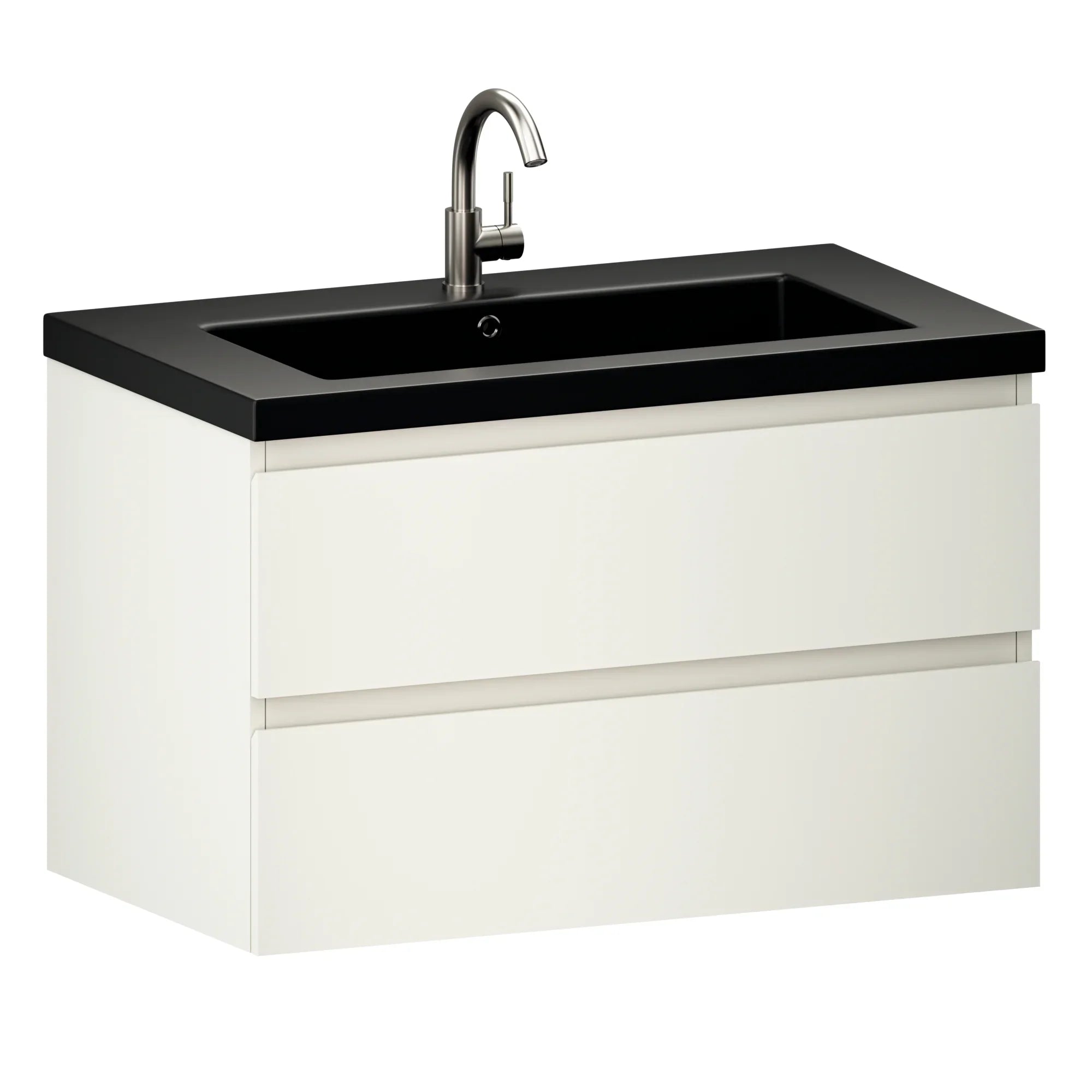 Badkamermeubel Sova - 80cm - Wit - Wastafel Zwart - PRE-ORDER
