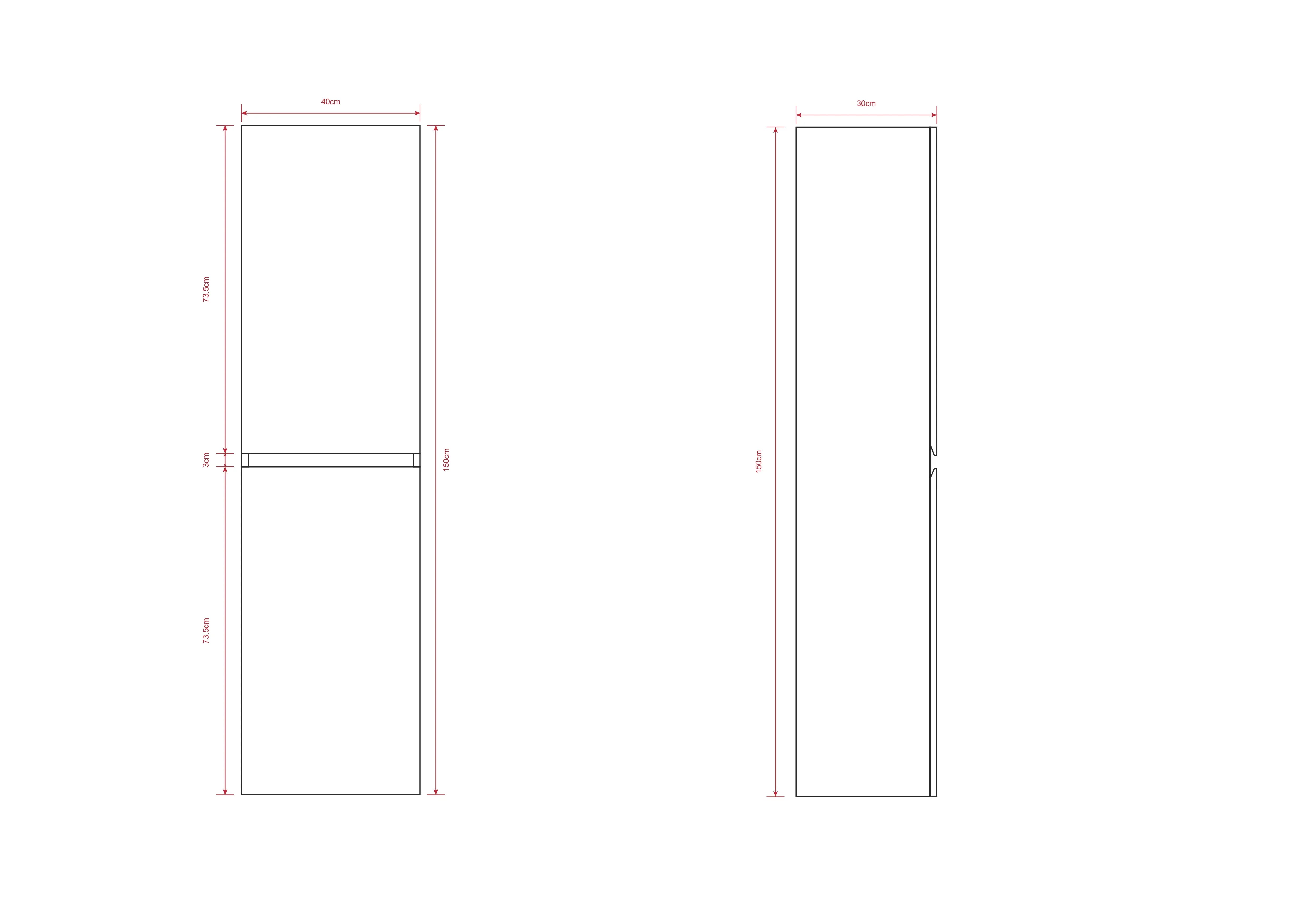 Kolomkast Ruvo - 150cm - Wit