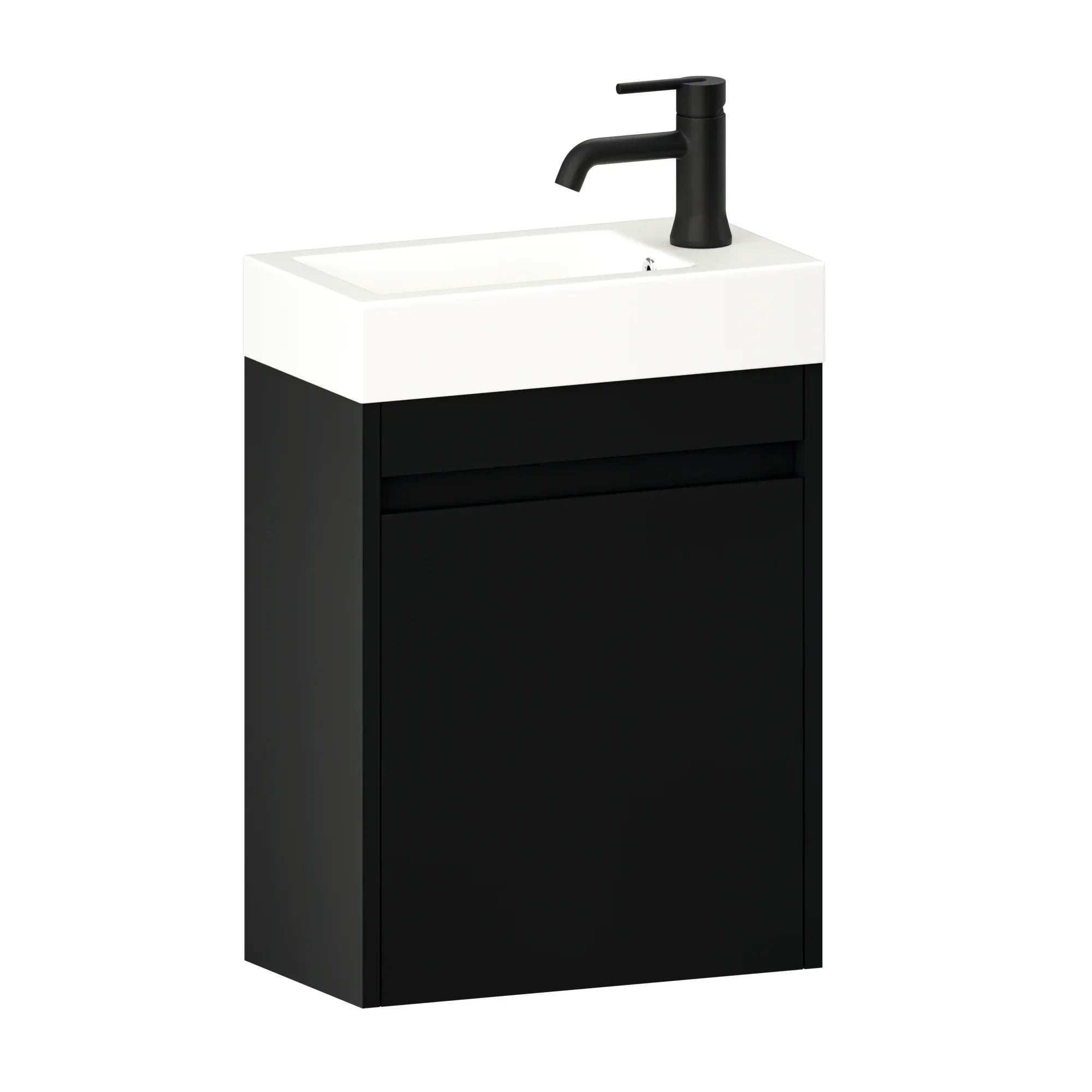 Toiletmeubel Vivo - 40cm - Mat Zwart- Wastafel Wit - PRE-ORDER