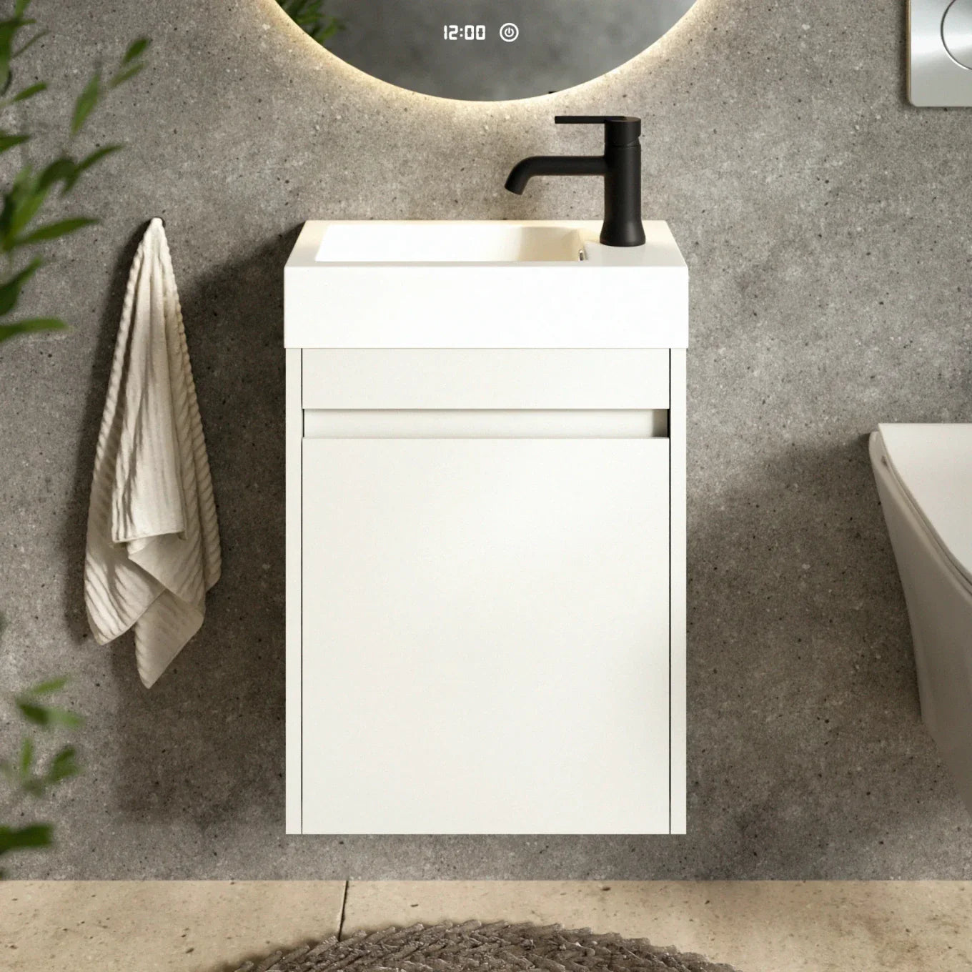 Toiletmeubel Vivo - 40cm - Wit - Wastafel Wit