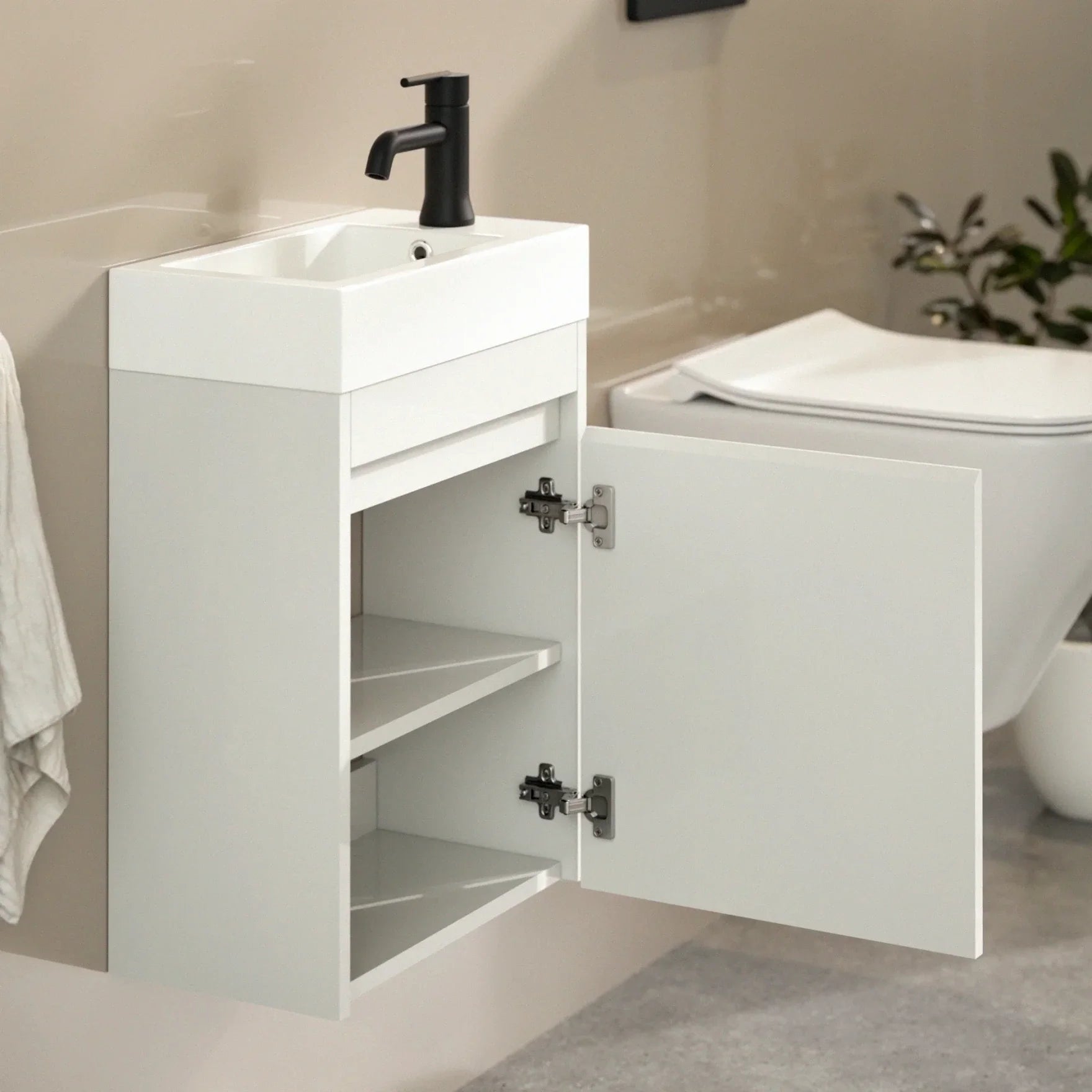 Toiletmeubel Vivo - 40cm - Wit - Wastafel Wit