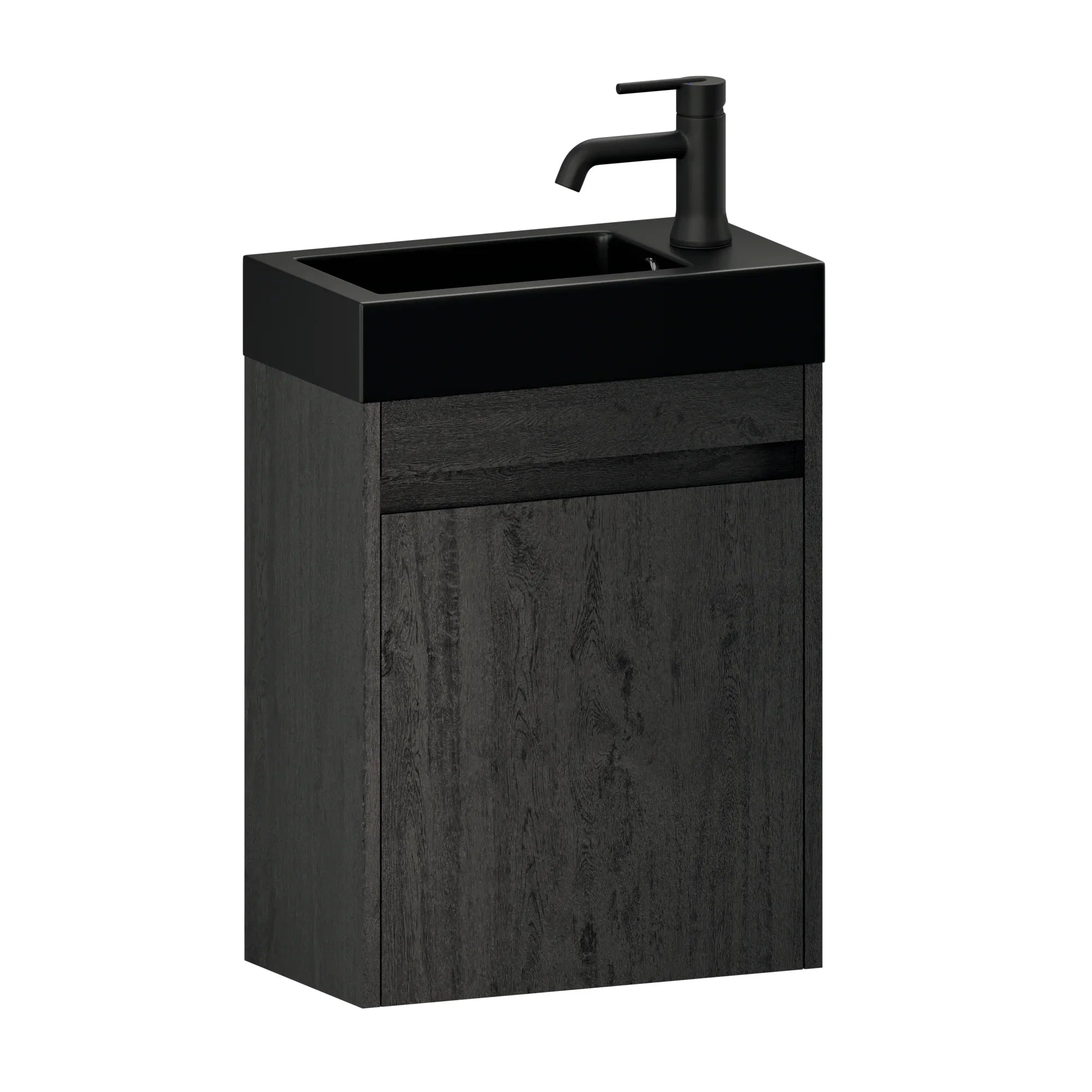 Toiletmeubel Elen - 40cm - Zwart Eiken - Wastafel Zwart