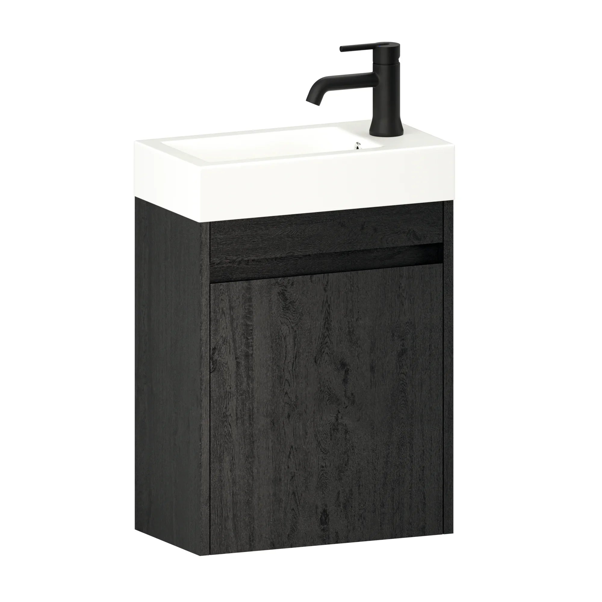 Toiletmeubel Vivo - 40cm - Zwart Eiken - Wastafel Wit
