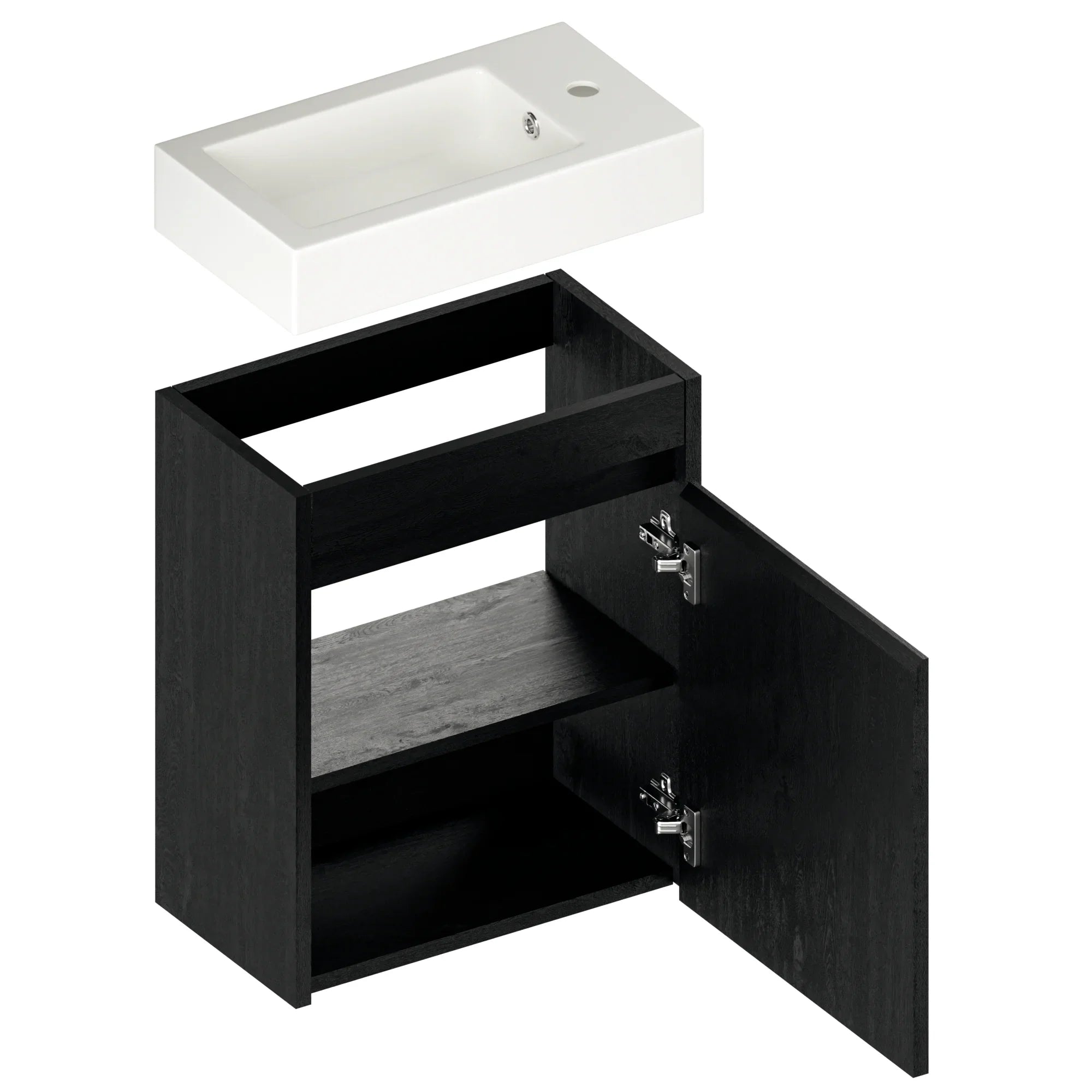 Toiletmeubel Vivo - 40cm - Zwart Eiken - Wastafel Wit
