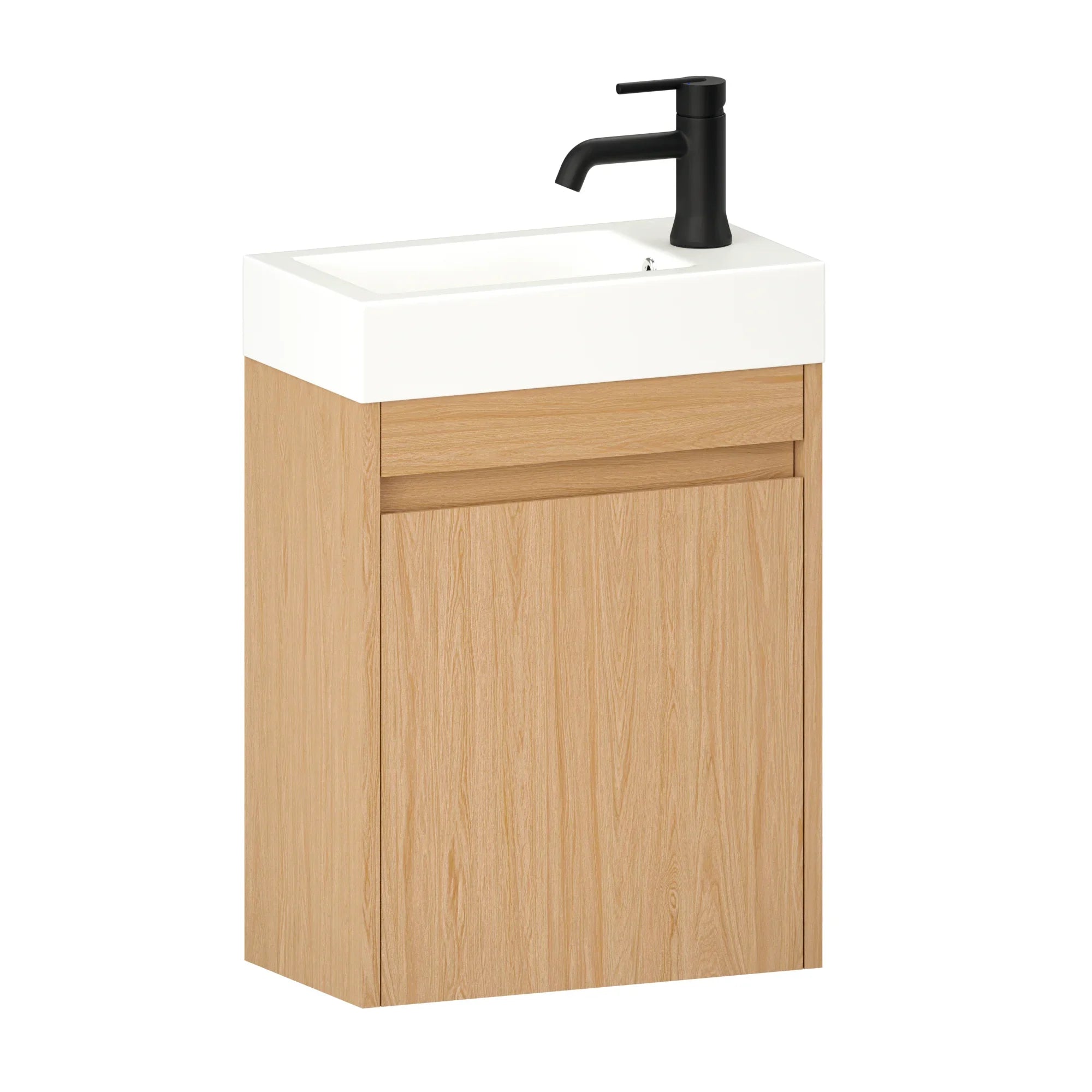 Toiletmeubel Vivo - 40cm - Licht Eiken - Wastafel Wit