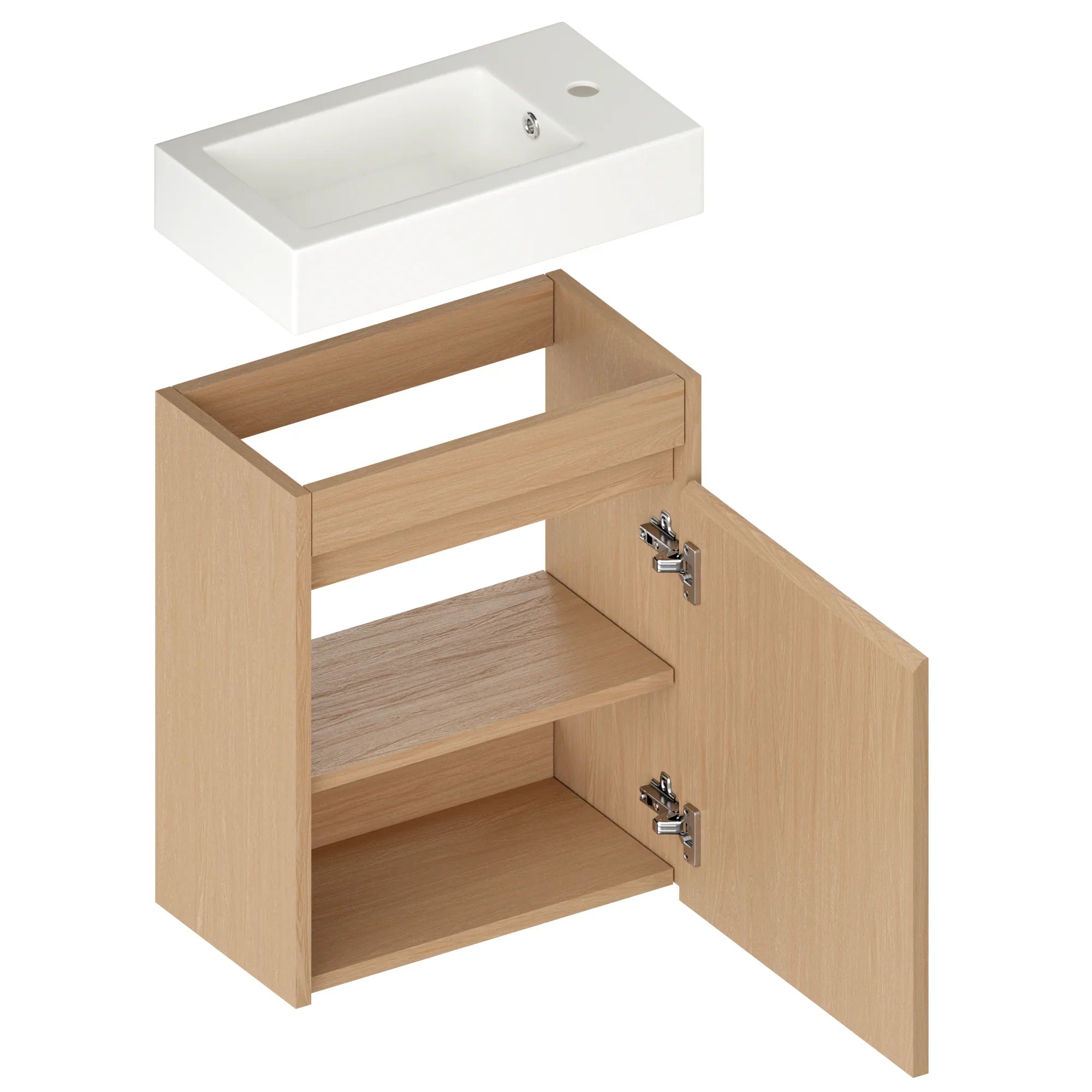 Toiletmeubel Vivo - 40cm - Licht Eiken - Wastafel Wit
