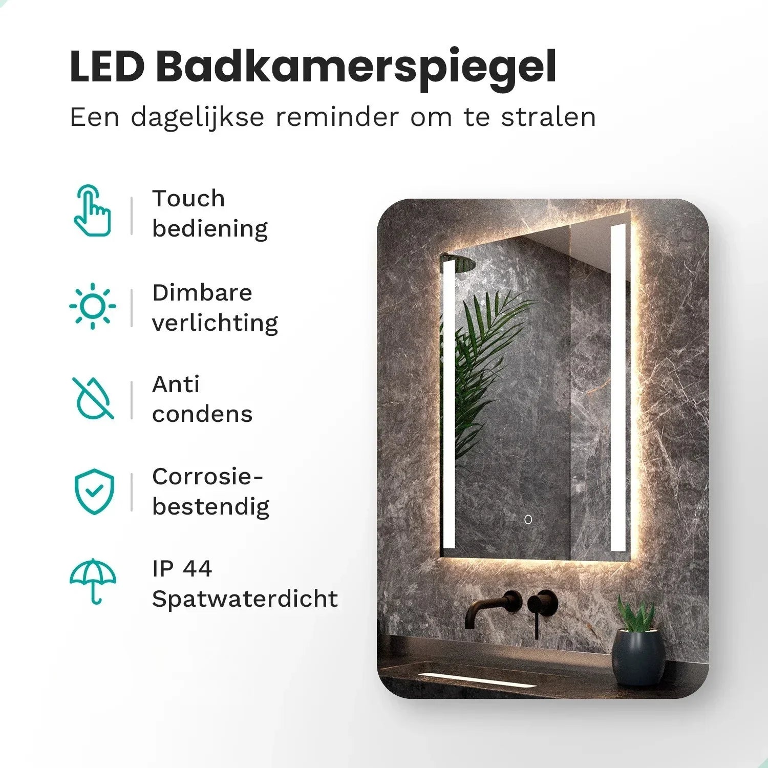 Badkamerspiegel - 90x65cm Rechthoekig - Frameloos